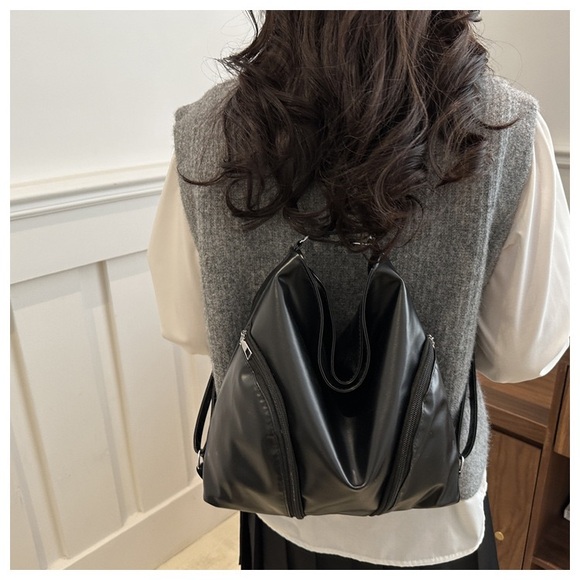 Soft Leather Backpack | Large Capacity | Casual & Stylish Tote Crossbody - Picture 2 of 4